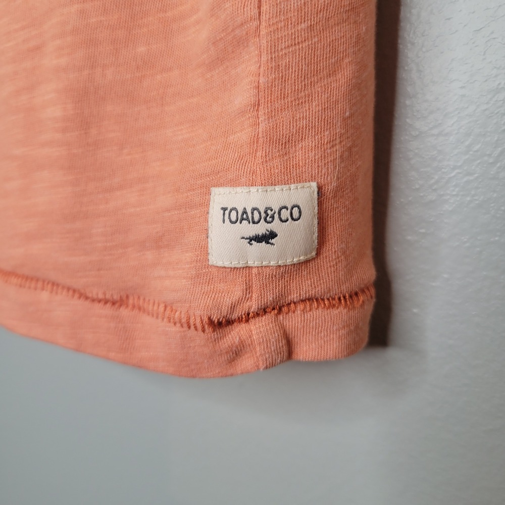 Toad & Co Organic Cotton Blend Orange V-Neck Pocket Tank Top Women's Size M Slub - Picture 4 of 8